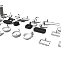 Various Modern Washbasin Designs Featuring Different Shapes For Bathroom Decor 3d model