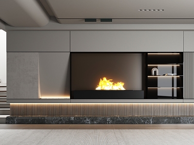 TV background wall fireplace 3d model