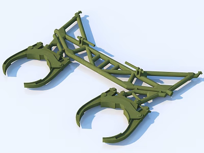 Green Mechanical Claw Structure With Complex Metal Frame And Connecting Parts 3d model