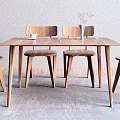 Minimalist Modern Wooden Dining Table Set With Matching Chairs And Stools