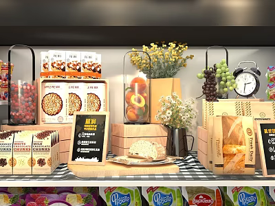 Organized Refrigerator Storage With Fresh Fruits Grains Bread And V8 Juice 3d model