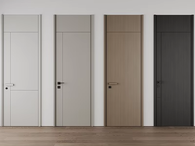 Modern Hinged Doors Featuring Various Colors And Wooden Matte Finishes For Interior Use 3d model