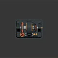 Industrial Mechanical Device With Gray Body Orange Springs And Yellow Components On Metal Base