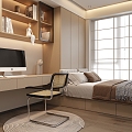 Modern Stepping Rice Bedroom No Main Lamp Bedroom Study Second Bedroom 3d model