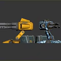 Turret Turntable Railgun Sci-fi Tower Defense Game Tower Defense Sci-fi Turret Game Turret Game Battery 3d model