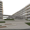 Modern School Campus With Multiple Teaching Buildings Green Landscaping And Sports Field