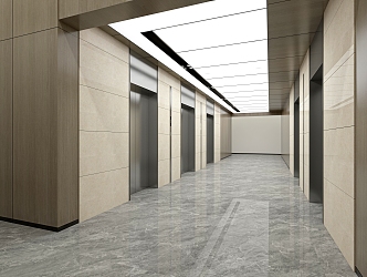 modern elevator hall elevator car 3d model