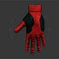 Trendy Red and Black Sport Gloves with Black Palm Design and Finger Dot Accents