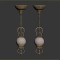 Pair of Elegant Table Lamps With Brass Frame And White Glass Shades