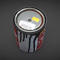 Red Spray Paint Can With Black Paint Drips And Graffiti Label Design