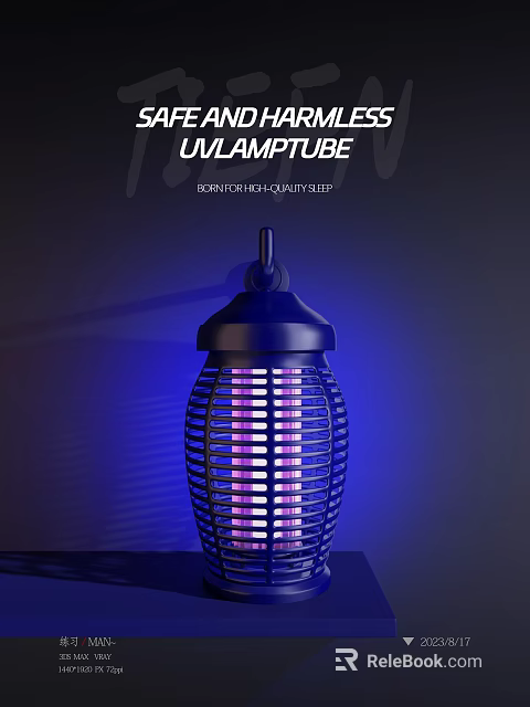 Effective UV Light Insect Killer Lamp With Electric Grid And Blue Glow 3d model 