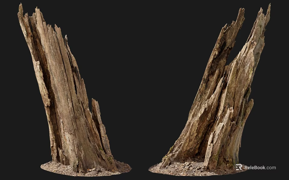 Rustic Stone Wood Logs With Natural Weathered Texture And Earthy Base 3d model 