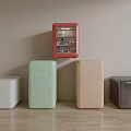 Stylish Modern Mini Fridges In Multiple Colors Display On Wooden Floor