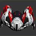Futuristic Biomechanical Character With Red White Black Armor And Helmet Design