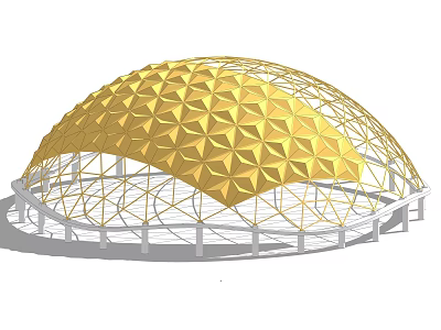 Golden Spherical Pergola Design with Geometric Pattern Metal Frame Structure 3d model