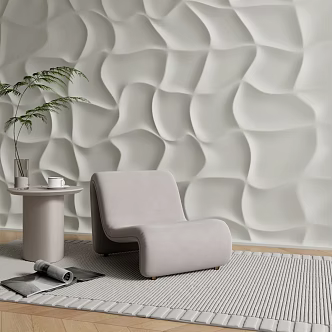 Background wall streamlined background wall creative background cream single chair 3d model