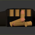 Open 38 Special Ammunition Box With 70 Brass Bullets Scattered On Surface