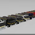 Colorful Utility Vehicles Lineup With Various Service Truck Hues