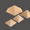 Cartoon Scene Featuring Multiple Sand Textured Pyramid Models In Various Sizes And Shapes 3d model