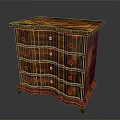Vintage Wooden Chest of Drawers With Curved Legs And Carved Details