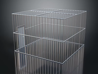 Modern Minimalist Decorative Ornament Set With Metal Grid Cube Structure And Reflective Surface 3d model