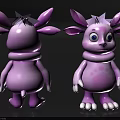 Purple Cartoon Game Movie Character With Big Ears White Paws And Cute 3D Design