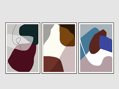 Modern Abstract Wall Art With Geometric Shapes And Colorful Patterns For Home Decor 3d model