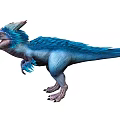 Blue Feathered Dinosaur With Vibrant Plumage Sharp Teeth And Dynamic Standing Pose 3d model