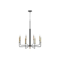 Modern Black Metal Chandelier With Gold Candle Arms And Multiple Lights