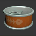 Canned Tuna Fish In Orange Can With White Fish Bone Pattern And Pull Tab Top