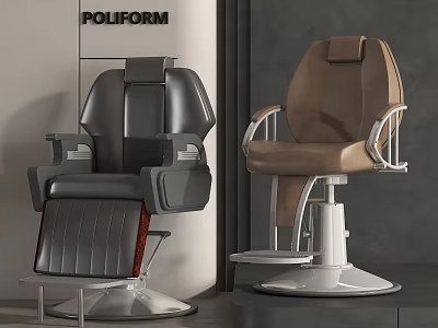 POLIFORM Modern Massage Chairs in Dark Gray and Brown with Metal Base Design 3d model