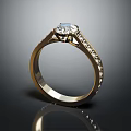 Elegant Gold Diamond Ring With Round Center Stone And Side Accents