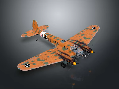 Vintage Military Airplane Model With Camouflage Paint Detailed Wings Propellers And Classic Design 3d model