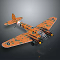 Vintage Military Airplane Model With Camouflage Paint Detailed Wings Propellers And Classic Design