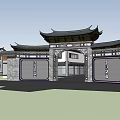 Ancient Chinese Architecture Gateway Featuring Overhanging Eaves Stone Walls And Arched Doorway