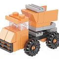 Orange Building Blocks Toy Truck With Black Wheels And Construction Model
