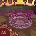Classic Circular Furniture With White Carved Design Golden Center On Wooden Floor Red Rug