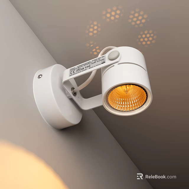 Modern White Adjustable Wall Mounted Sleek Downlight Spotlight With Warm Yellow Light 3d model