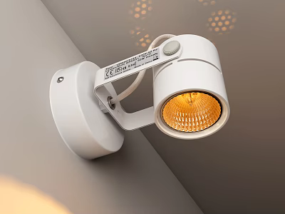Modern White Adjustable Wall Mounted Sleek Downlight Spotlight With Warm Yellow Light 3d model