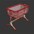 Modern Gray Baby Crib With Mesh Sides White Frame Wooden Legs And Wheels