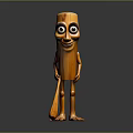 Wooden Cartoon Character With Smiling Face Big Eyes Arms Legs Holding Wooden Spoon
