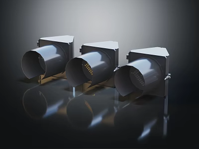 Three Piece Modern Gray Furniture Storage Units With Circular Openings Design 3d model