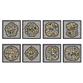 Traditional Garden Ornaments With Square Tiles And Animal Patterns In Yellow Blue