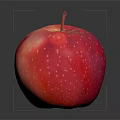 Fresh Red Apple With Stem And White Specks On Shiny Black Reflective Surface 3d model