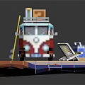 modern bus pixel bus minibus minivan 3d model