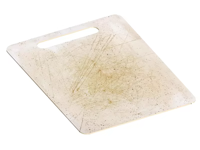 Beige Cutting Board With Scratched Surface And Handle Hole For Kitchen Use 3d model