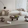 Modern Living Room Sofa and Coffee Table Set With Pillows Throw Blanket and Floor Lamp