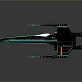 Futuristic Sci Fi Spaceship With Glowing Neon Engines And Mechanical Wings