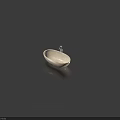 Freestanding Oval Light Colored Bathtub With Silver Faucet On Dark Background