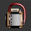 Futuristic Chainsaw Weapon with Pink Orange Accents and Honeycomb Chain Design